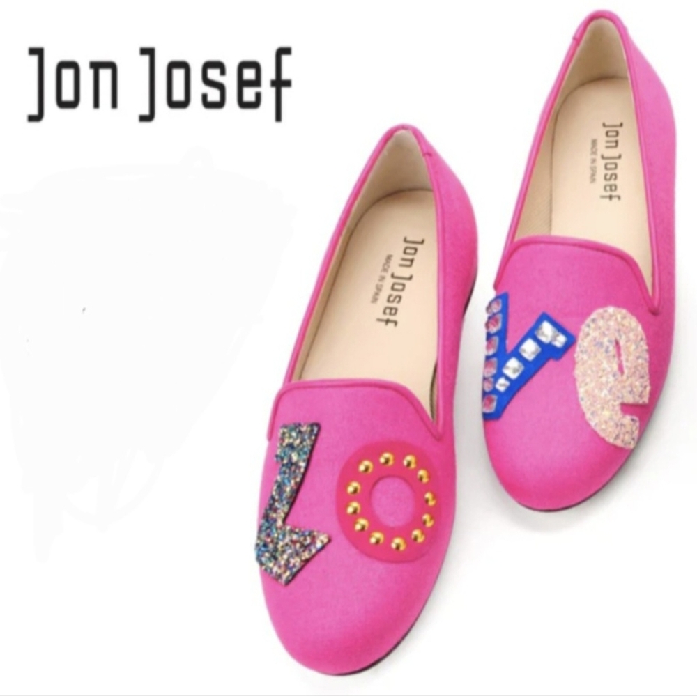 Jon Josef Pink Embellished Women's Loafers